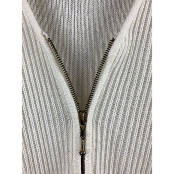 VJ Petites Womens Acrylic Ribbed Zip Cardigan Sweater With Pockets Small Made In - Picture 3 of 6